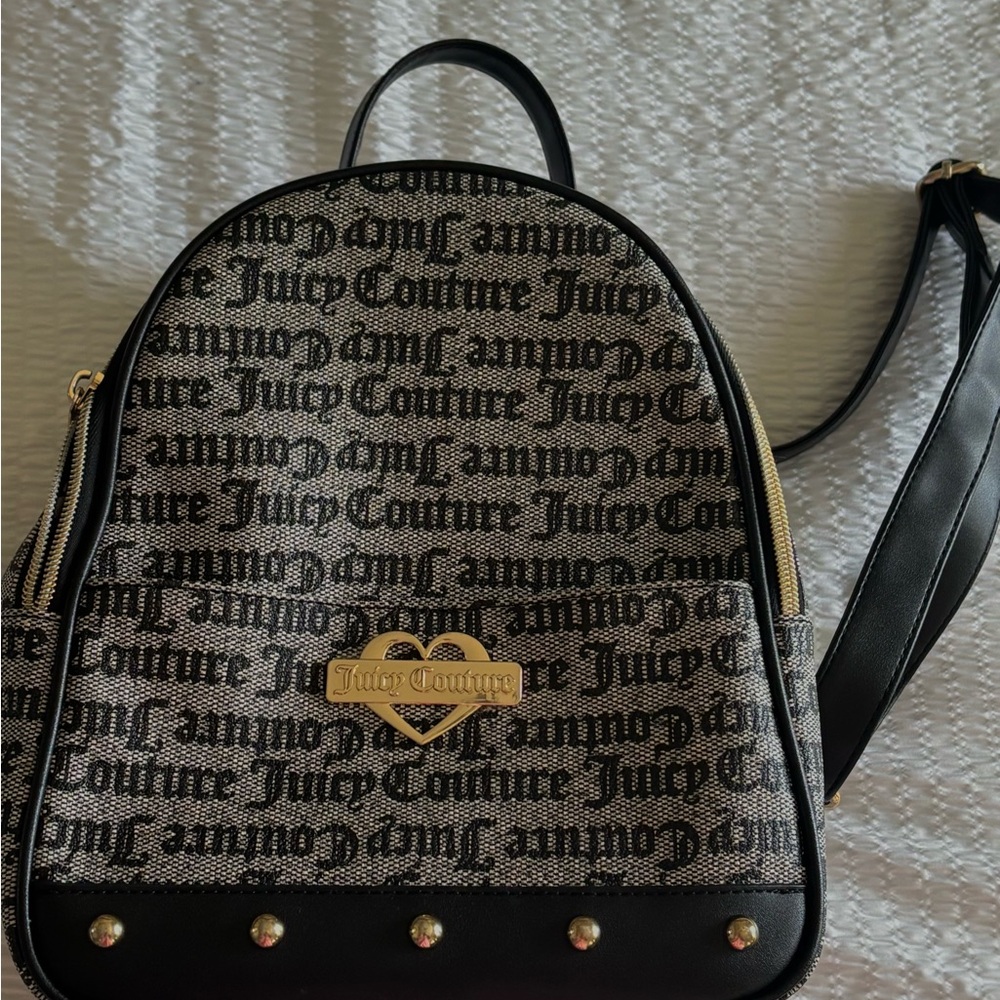 Juicy Couture Black and Gold Logo Printed Mini Backpack